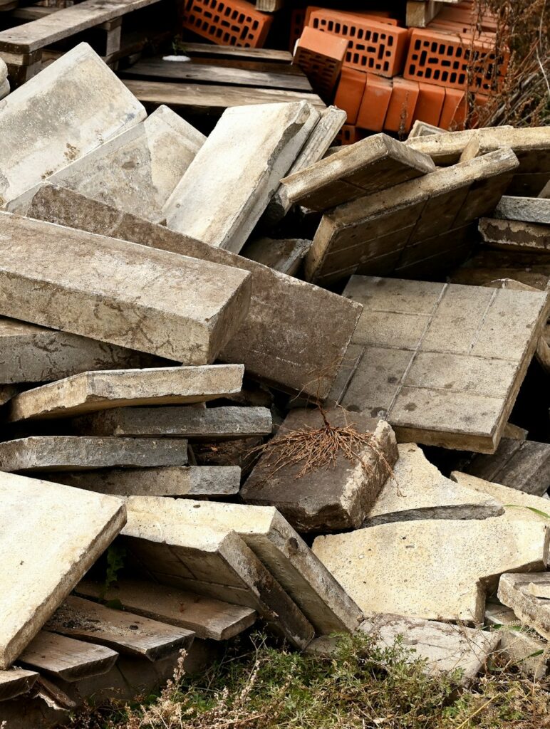 Construction waste. A pile of construction waste. Recycling industry. Ecology. Not Ecology.