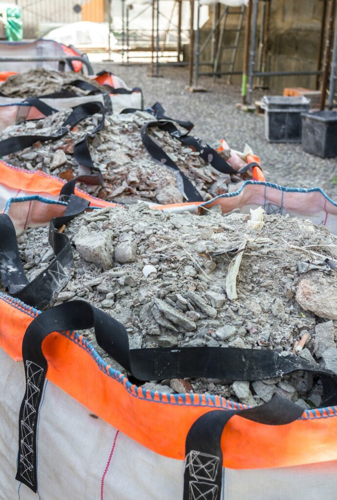 Material from demolished walls